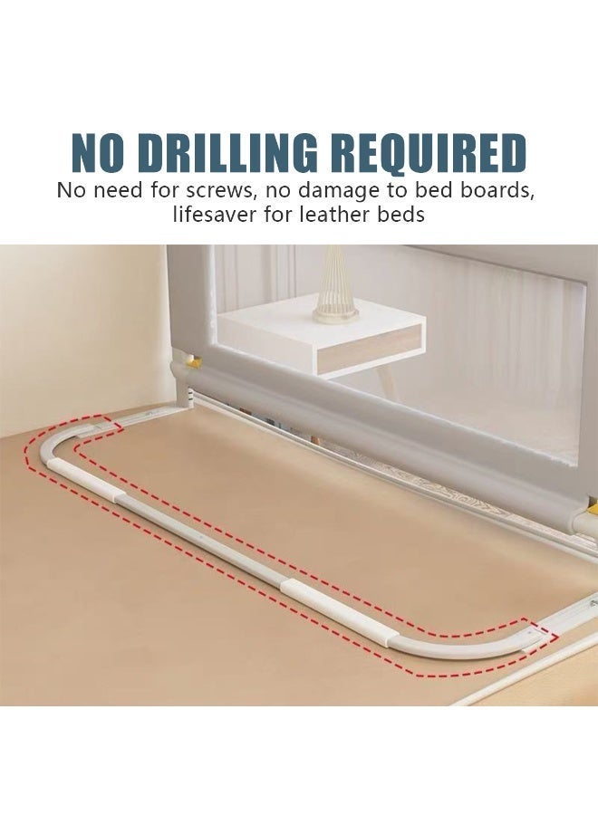 ميشيدا سياج حماية لسرير بحجم كوين (قطعة واحدة)، سياج جانبي للأطفال بدون حفر مع قابلية تعديل الارتفاع، حواجب جانبية أمان سميكة للأطفال / درابزين سرير للأطفال، بتصميم الدب الرمادي - Image 3